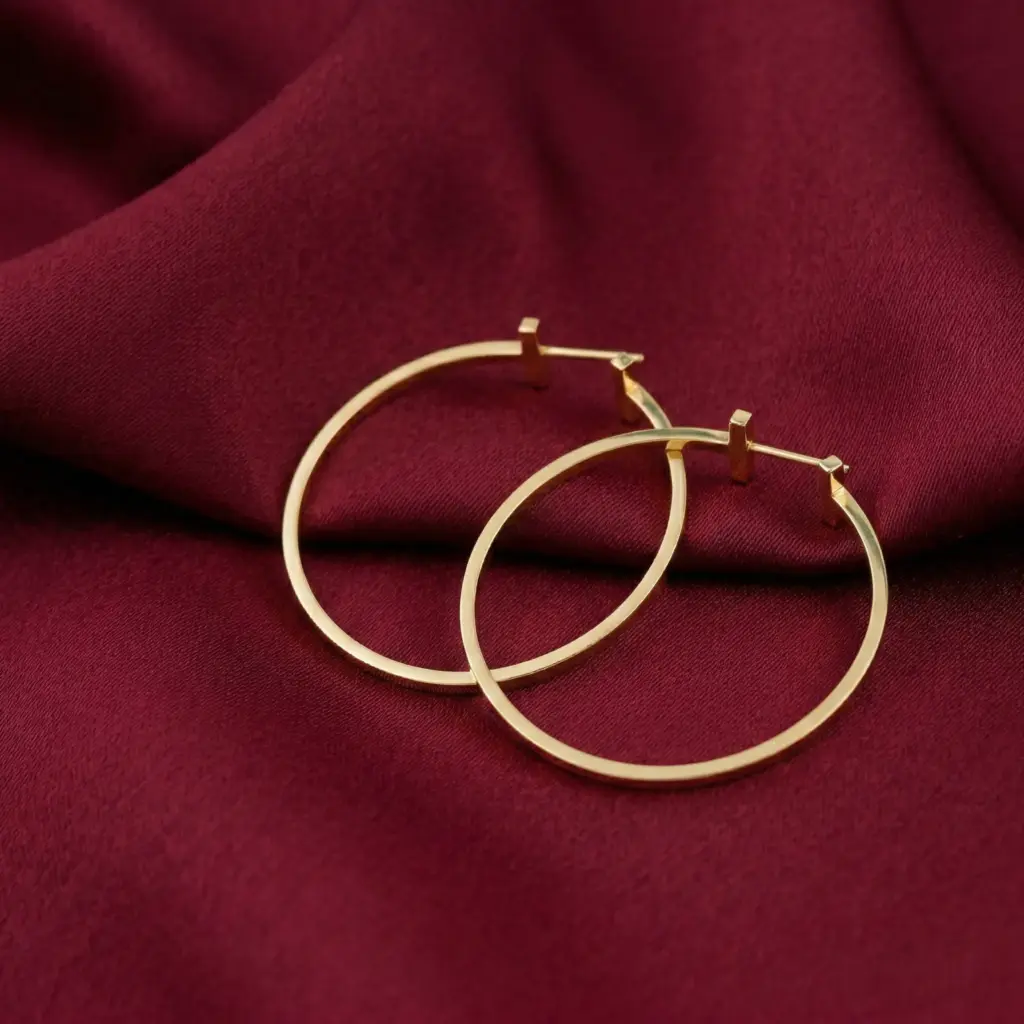 Tiffany Wire Hoop Earrings, Gold Filled