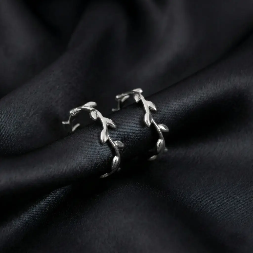 Tiffany Olive Leaf Hoop Earrings