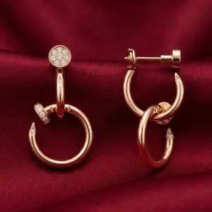Cartier Juste un Clou earrings, double, diamonds Gold Filled