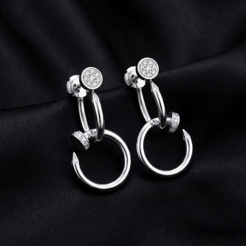 Cartier Juste un Clou earrings, double, diamonds