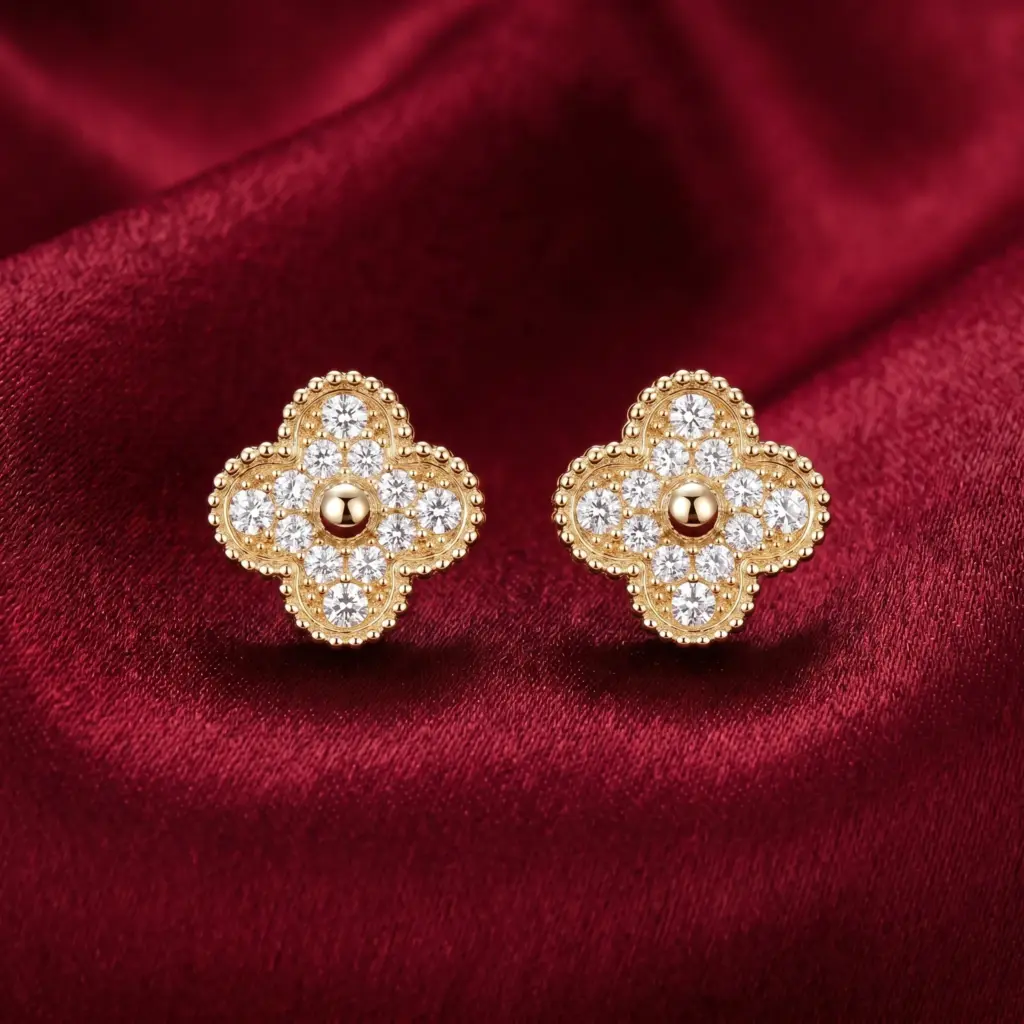 Van Cleef & Arpels, Vintage Alhambra Sparkle earrings Gold Filled