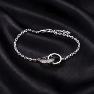 Cartier LOVE bracelet, on chain, half-paved
