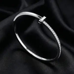 Tiffany T, T1 Narrow Half-Pavé Hinged Bracelet